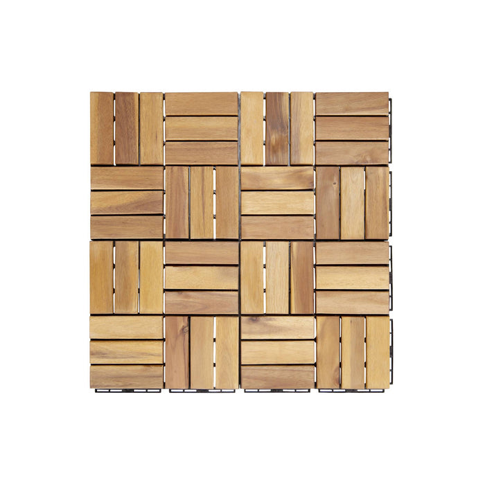 Set di piastrelle per patio in legno, 30x30cm, marrone naturale