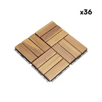 Set di piastrelle per patio in legno, 30x30cm, marrone naturale