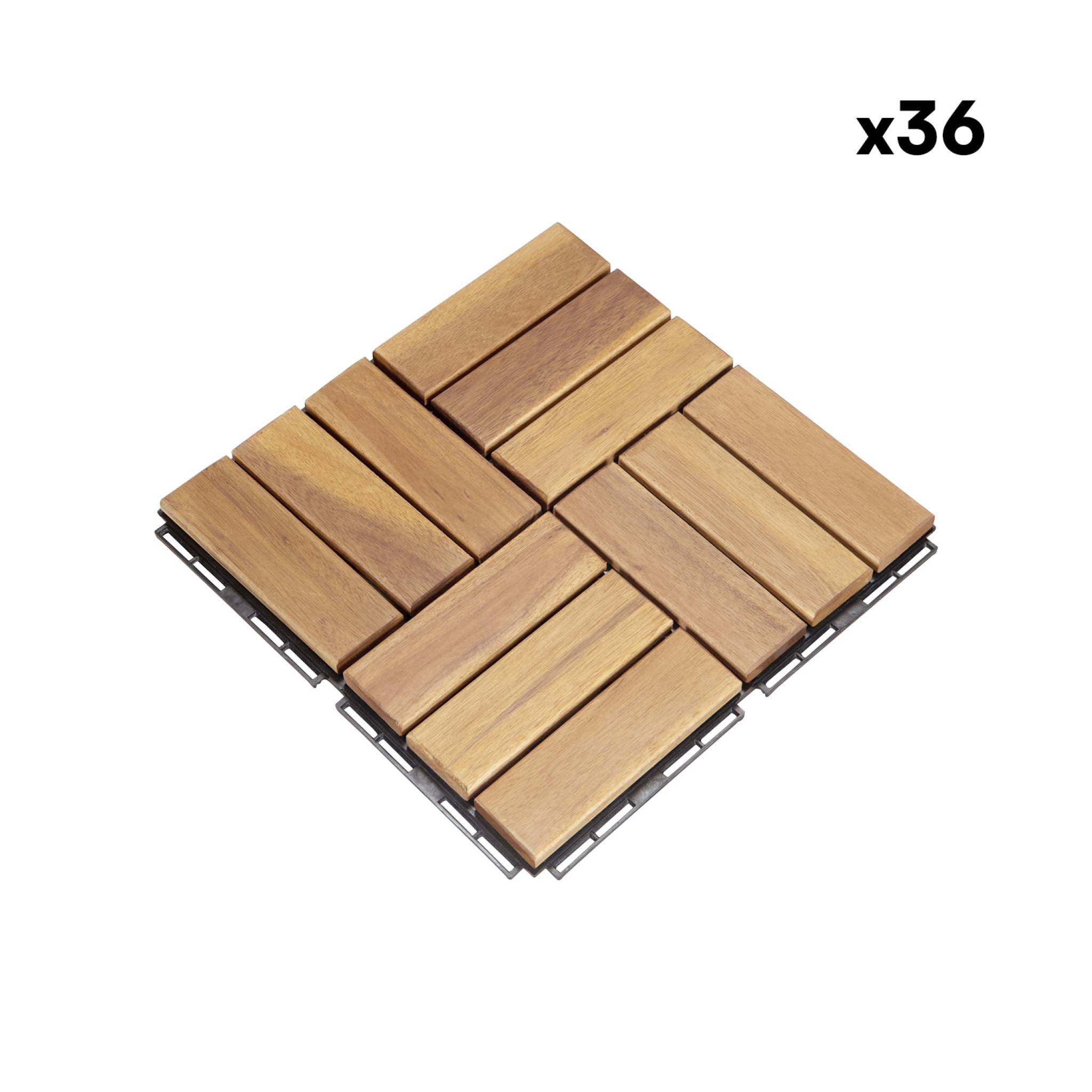 Set di piastrelle per patio in legno, 30x30cm, marrone naturale