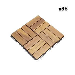 Set di piastrelle per patio in legno, 30x30cm, marrone naturale