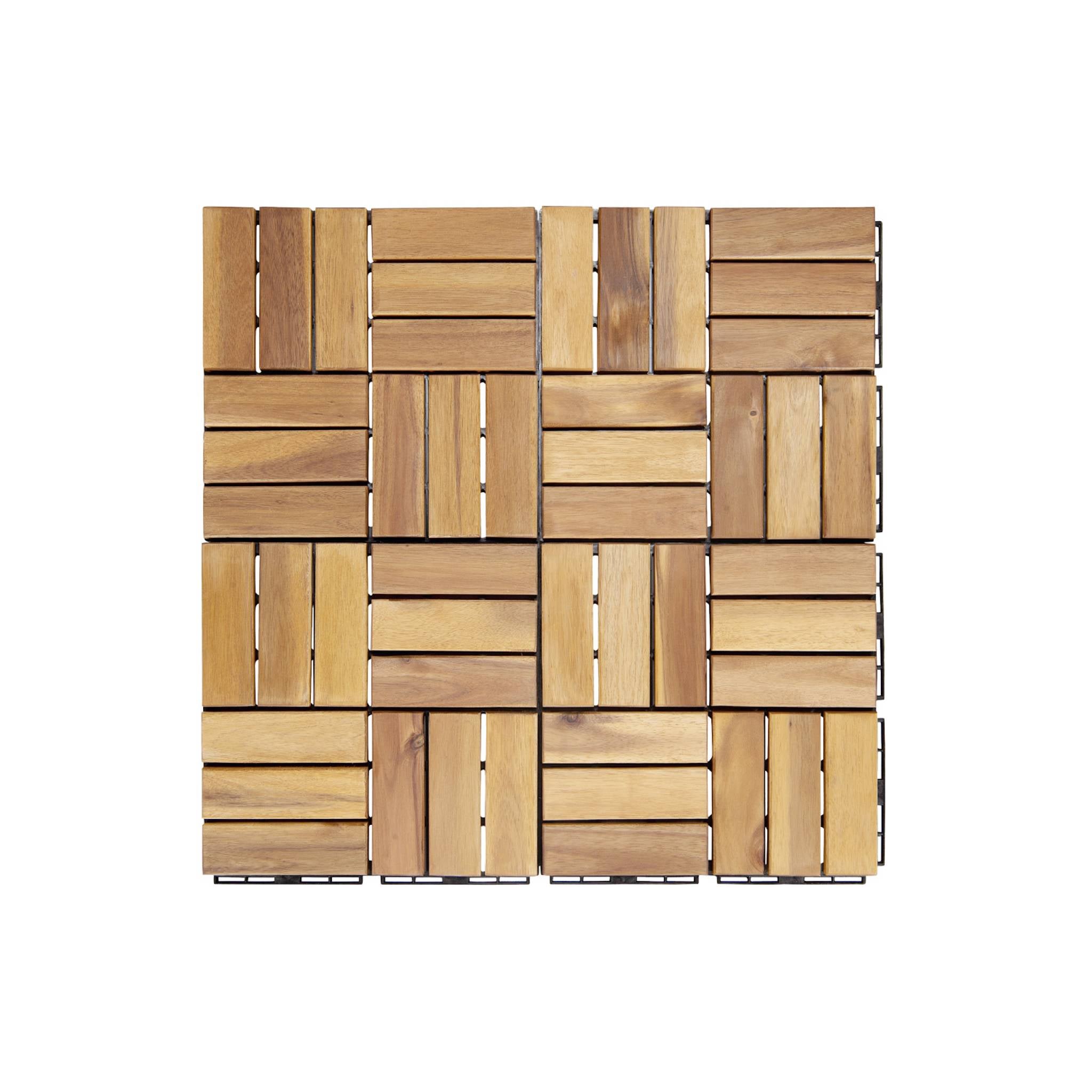 Set di piastrelle per patio in legno, 30x30cm, marrone naturale