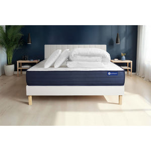 Pacchetto letto completo - Materasso 140x190cm + Box spring con doghe (kit) + 2 cuscini + Piumino - Actimemo Life