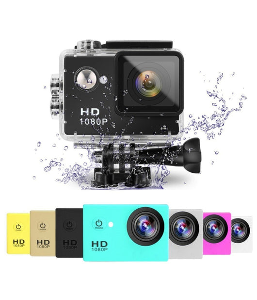 Action Cam Full Hd 1080p Con Custodia Impermeabile Subacqueo Sport Camera Kit         