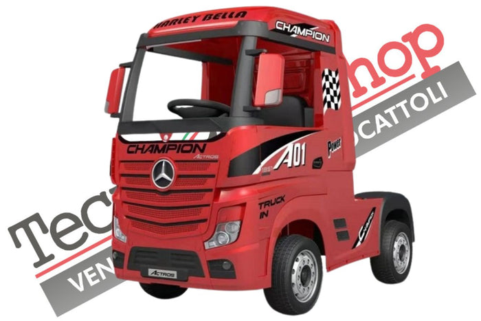 Camion Elettrico Per Bambini Truck MERCEDES ACTROS 12V Porte Apribili-Rosso