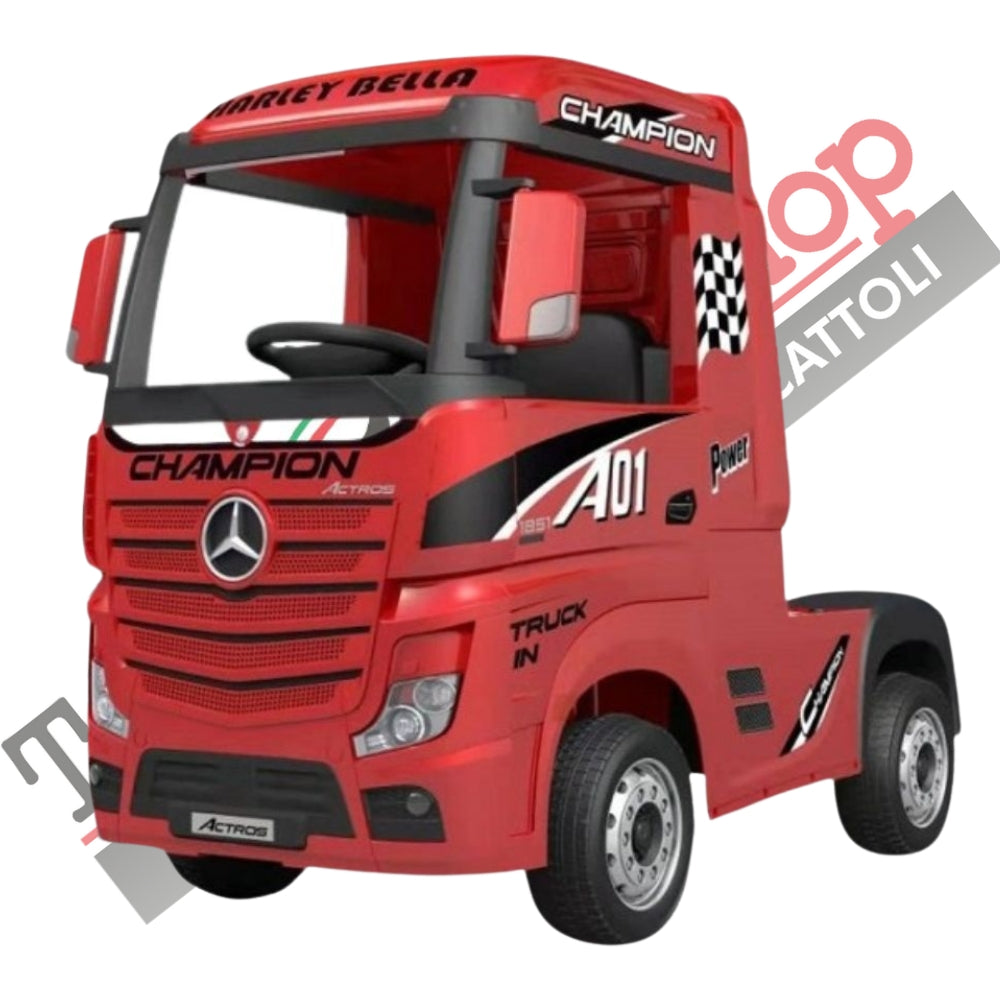 Camion Elettrico Per Bambini Truck MERCEDES ACTROS 12V Porte Apribili-Rosso