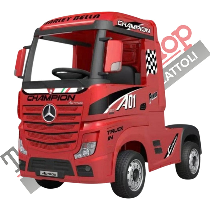 Camion Elettrico Per Bambini Truck MERCEDES ACTROS 12V Porte Apribili-Rosso