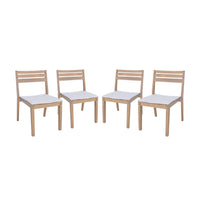 Set di 4 sedie da giardino in legno di acacia con cuscino, beige