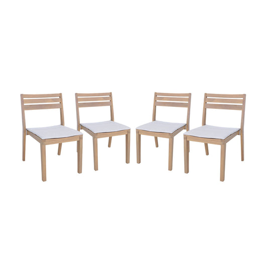 Set di 4 sedie da giardino in legno di acacia con cuscino, beige