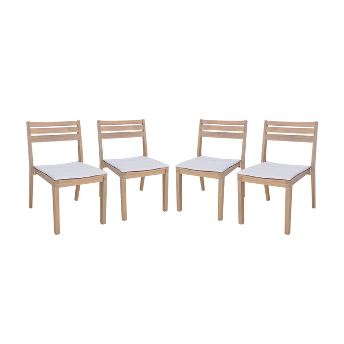 Set di 4 sedie da giardino in legno di acacia con cuscino, beige