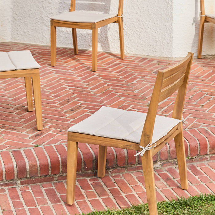 Set di 4 sedie da giardino in legno di acacia con cuscino, beige