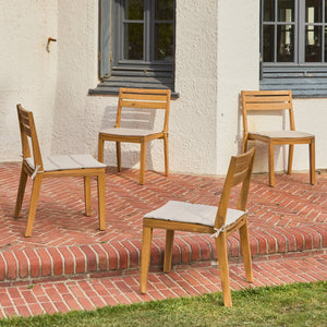 Set di 4 sedie da giardino in legno di acacia con cuscino, beige