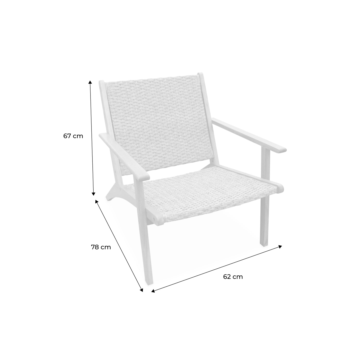 Set di 2 poltrone reclinabili in legno di acacia e resina, marrone