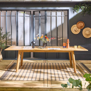 Tavolo da giardino in legno di acacia, 10 posti, marrone naturale