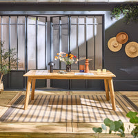 Tavolo da giardino in legno di acacia, 10 posti, marrone naturale