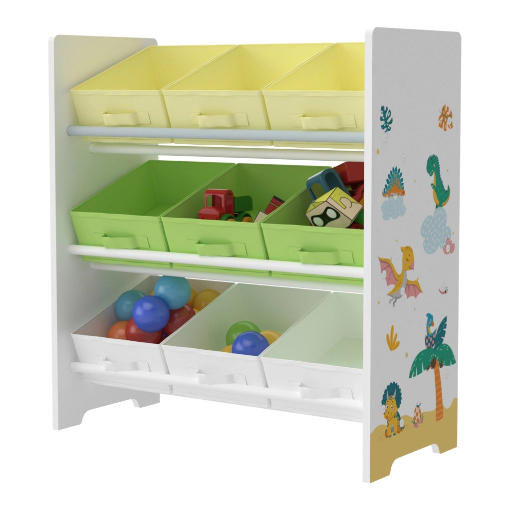 Scaffale Portaoggetti Boiro per Cameretta 60x62x30 cm Design Dinosauro [en.casa]