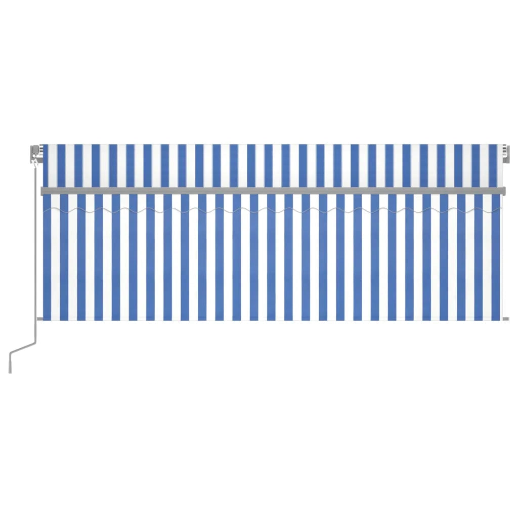 Tenda Sole Retrattile Manuale con LED 4x3m Blu e Bianco 3069421