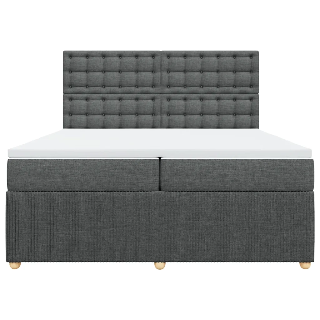 Giroletto a Molle con Materasso Grigio Scuro 200x200 cm Tessuto