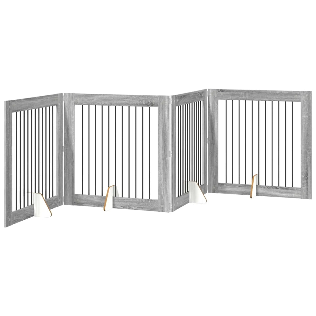 Cancello per cani con supporti 4 pz Grigio Sonoma 100 x 100 cm CFW8842725