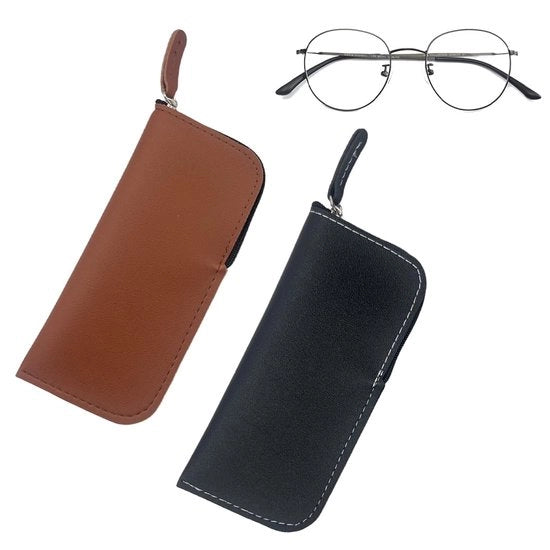 Portaocchiali portatile - Portaocchiali in pelle - Portaocchiali morbidi - Adatto a entrambi i sessi - Per occhiali da sole - Chiusura a cerniera - Custodia per occhiali