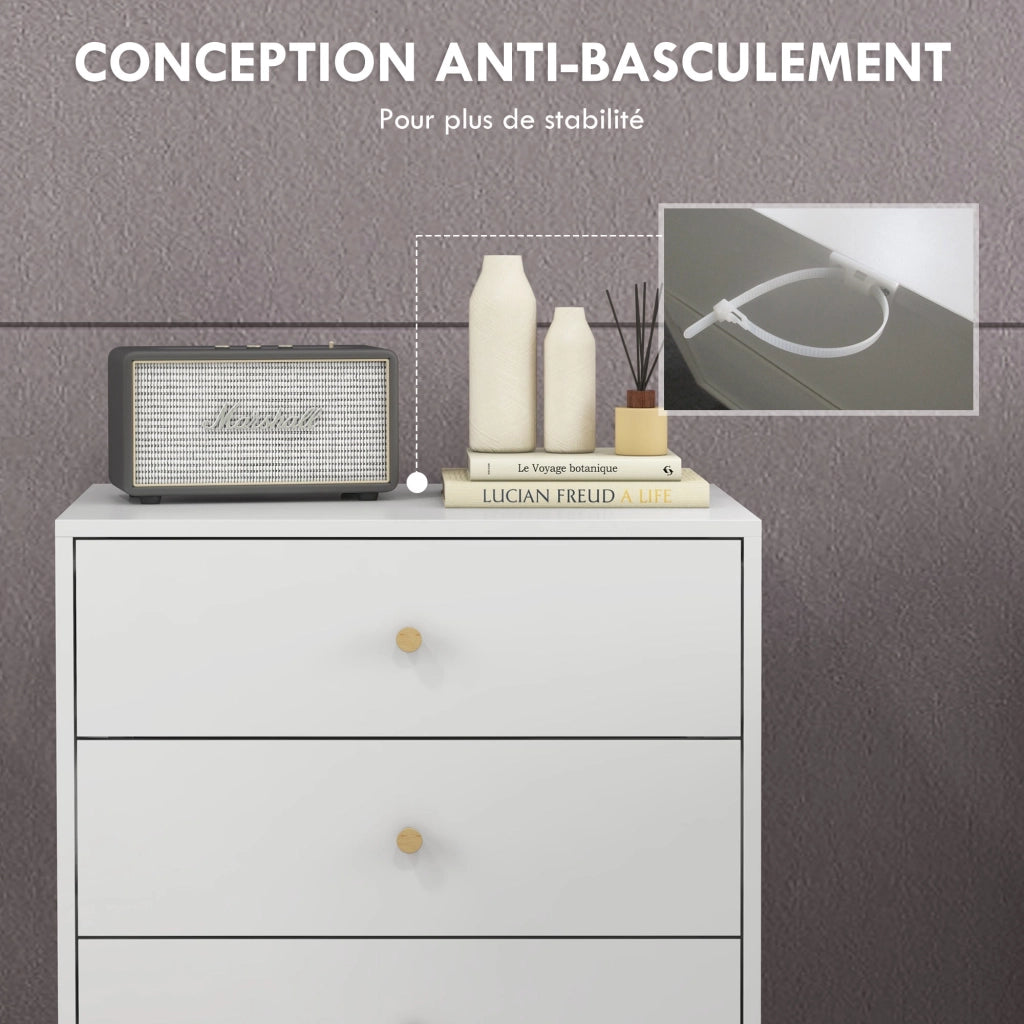 Com¨° 3 Cassetti Design Scandinavo ¨C zephmum ¨C MDF Bianco Legno Massello Pino