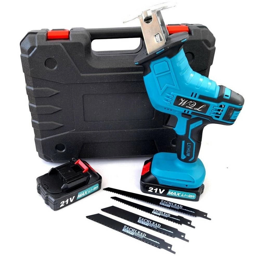 Trade Shop - Sega Seghetto A Gattuccio Batteria Motosega Elettrosega 4 Lame 2 Batterie 21v -