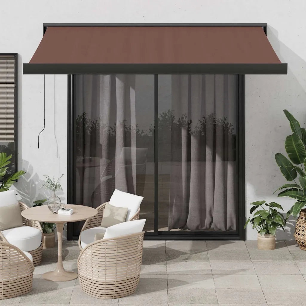 Tenda Sole Retrattile Manuale 350x250 cm Marrone 3215724