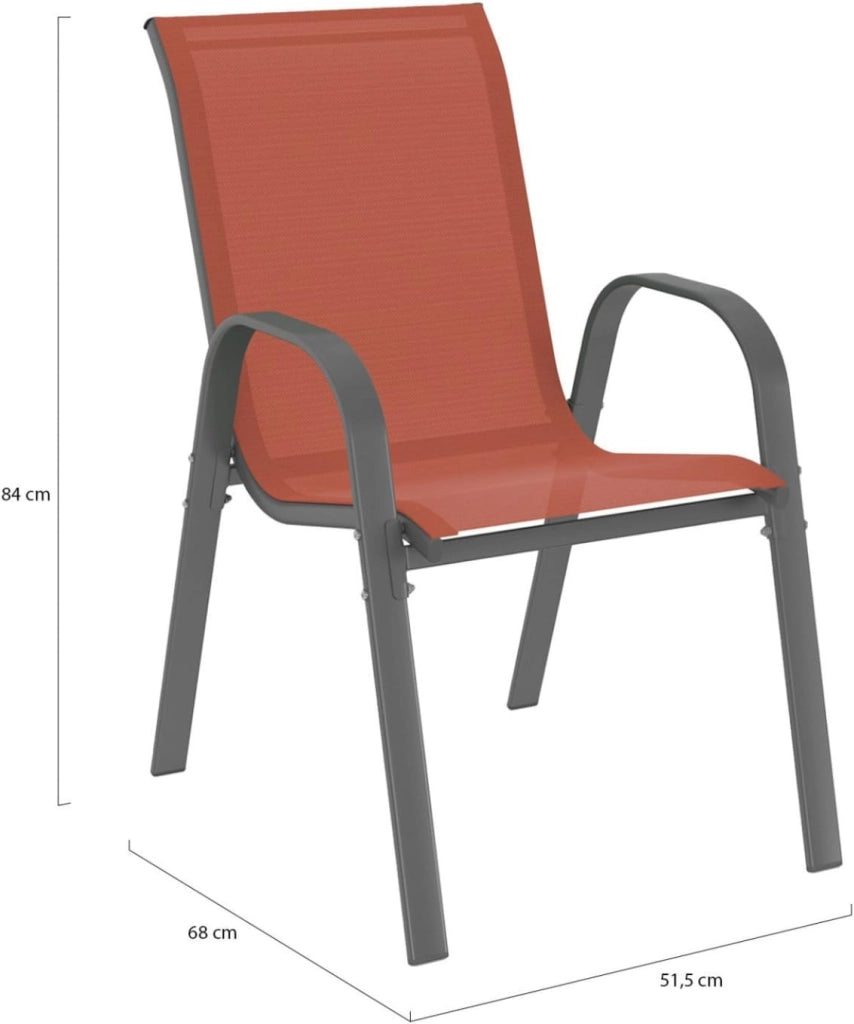 Set di 4 sedie da giardino LYMA in metallo e tessuto impilabile terracotta