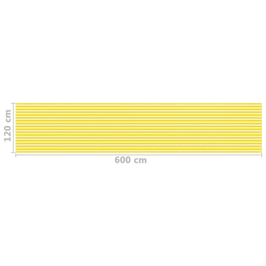 Paravento da Balcone-Pannello per balcone Giallo e Bianco 120x600 cm in HDPE