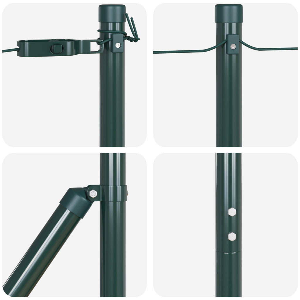 Poste per Recinzione 13 pz Verde Ã˜32 mm 170 cm Acciaio Zincato