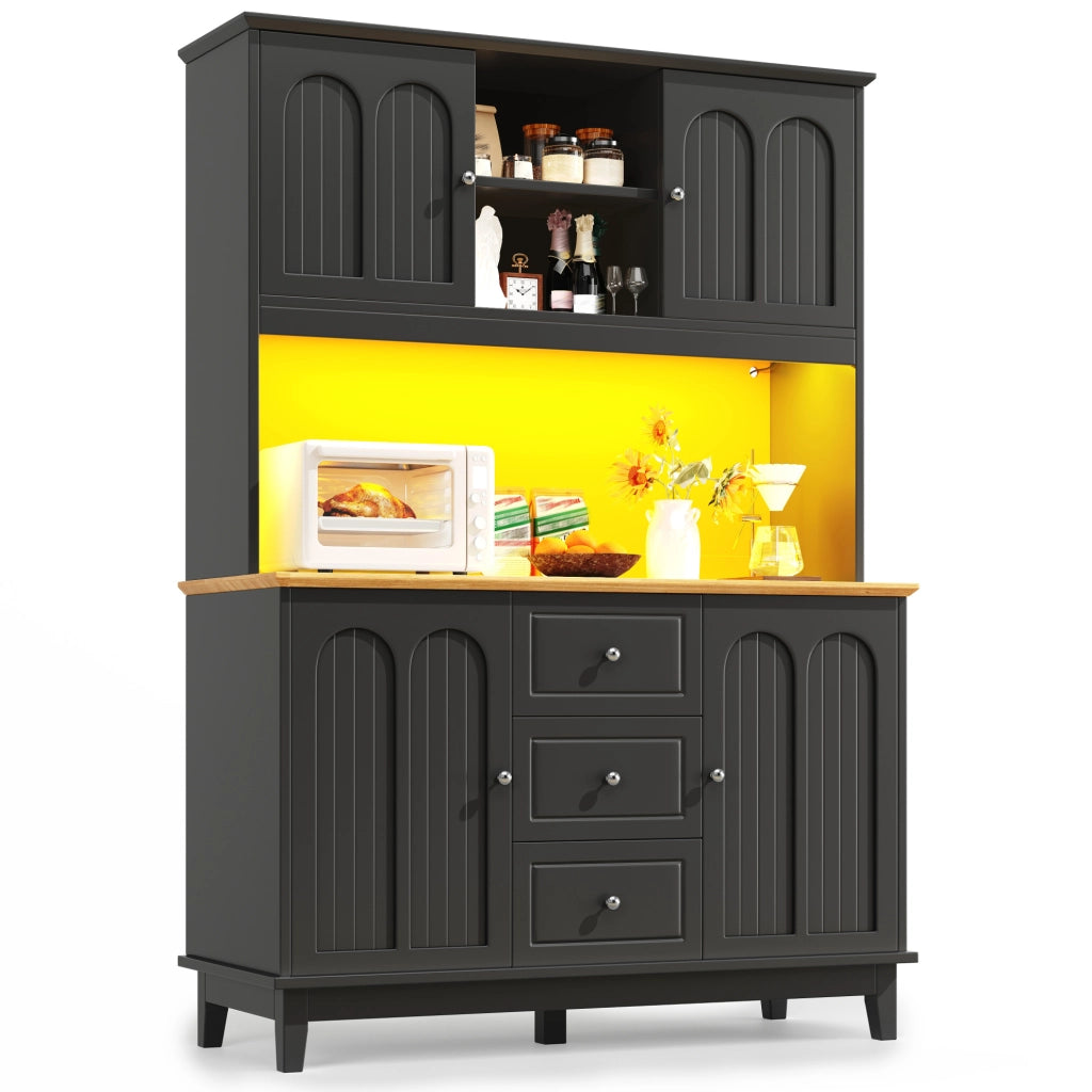 Vetrina alta 120x40x180 cm con LED multicolore, USB, 4 ante e 3 cassetti