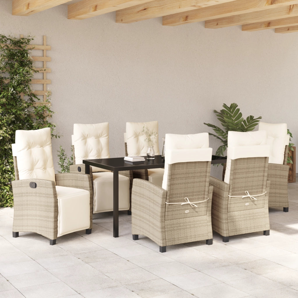Set da pranzo da giardino 7 pezzi Beige Rattan Polimerico