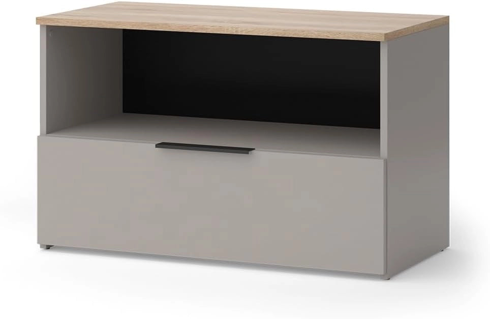 Credenza Wido, Bianco/Sonoma, 80 x 50 cm con 1 scomparto chiuso, adatto per la conservazione di oggetti domestici