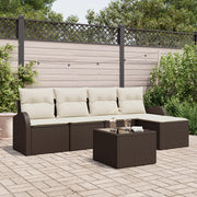 Set divano da giardino vitaXL 5 pezzi con cuscini grigi in polyrattan