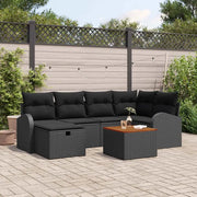 Set Divano da Giardino con cuscino 7 pcs Nero polyrattan
