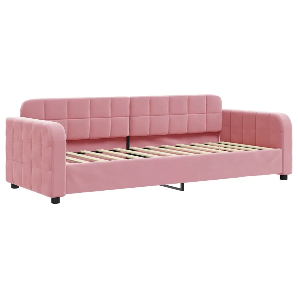 Divano Letto Estraibile con Cassetti Rosa 80x200 cm Velluto 3196973