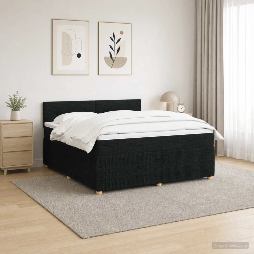 Letto box spring con materasso Nero 180 x 200 cm Tessuto 3452990