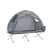 SoBuy Lettino da campeggio Brandina da campeggio Tenda da esterno con gancio per lampada e tasche porta scarpe Tenda 3 in 1 per 1 persona Pratica 193x86x160 cm OGS32-II-HG