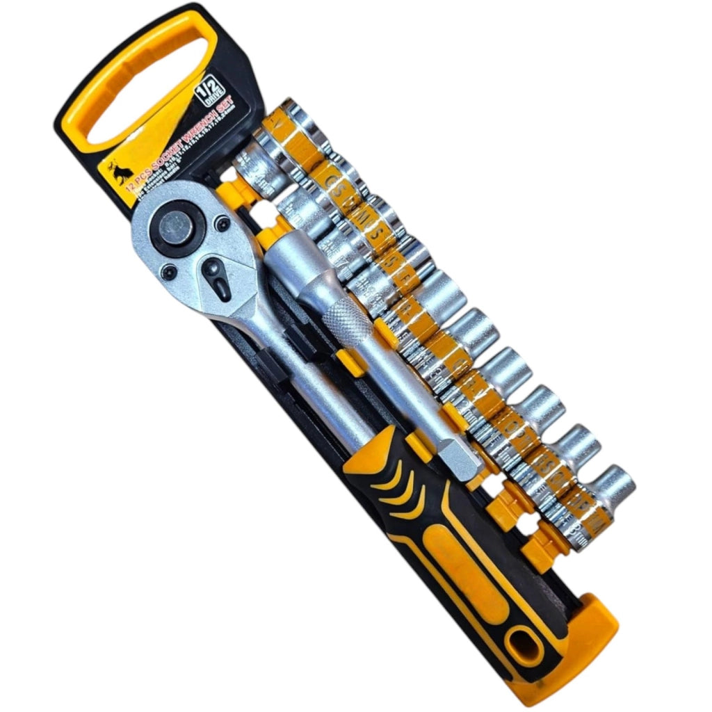 Set di Chiavi a Bussola 1/2'' 12 Pezzi Chiave a Cricchetto + prolunga da 8-24mm