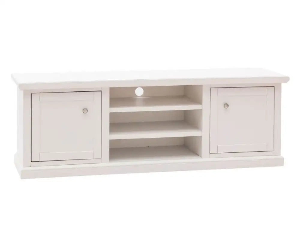 Mobile porta tv 2 ante arte povera in legno massello e mdf con rifinitura in bianco 160x45x56 H