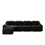 Divano modulare boneless senza montaggio; seduta profonda 74 cm; tessuto a coste; nero