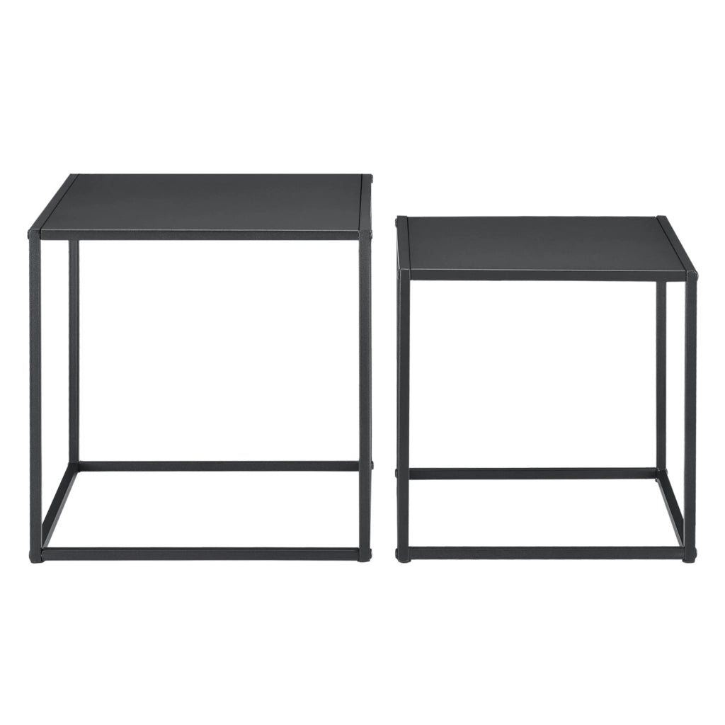 Set di 2 tavolini quadrati in metallo nero opaco 03_0005776