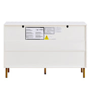 Cassettiera con 6 Cassetti e Gambe in Acciaio; Maniglie in Lega di Zinco; Stile Moderno; in MDF; 120??40??78 cm; Bianco