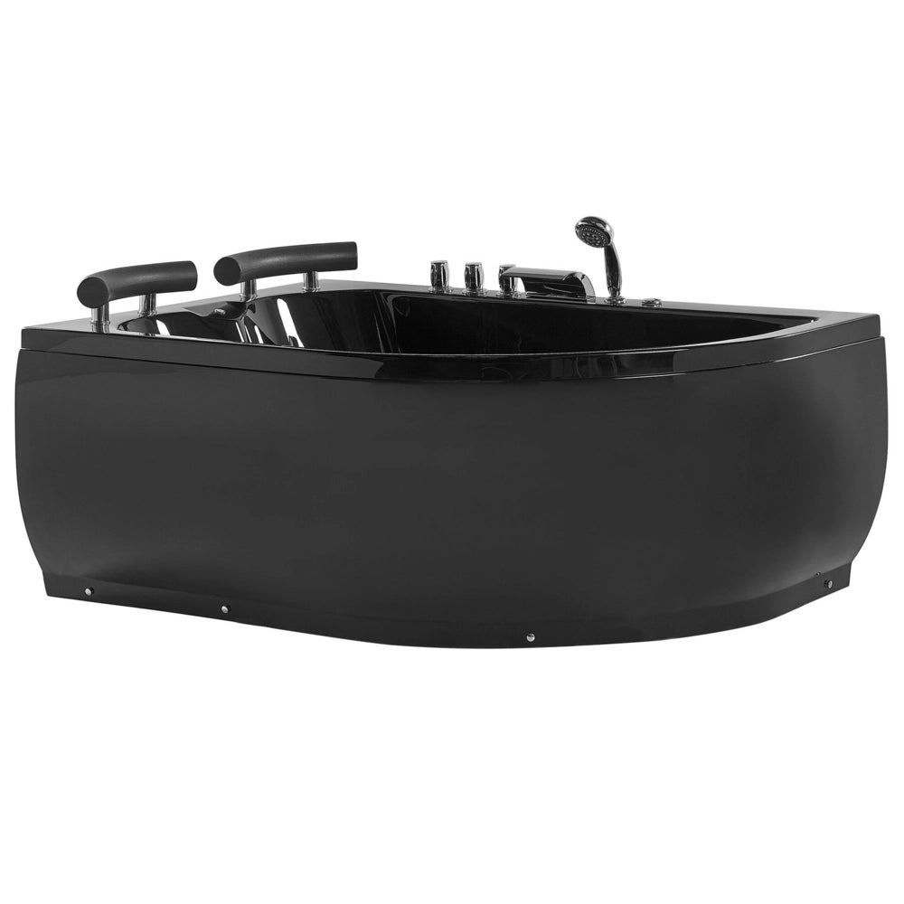 Vasca Idromassaggio Nero Sanitario Acrilico Illuminato a LED Curvo versione destra Doppio 158 x 113 cm