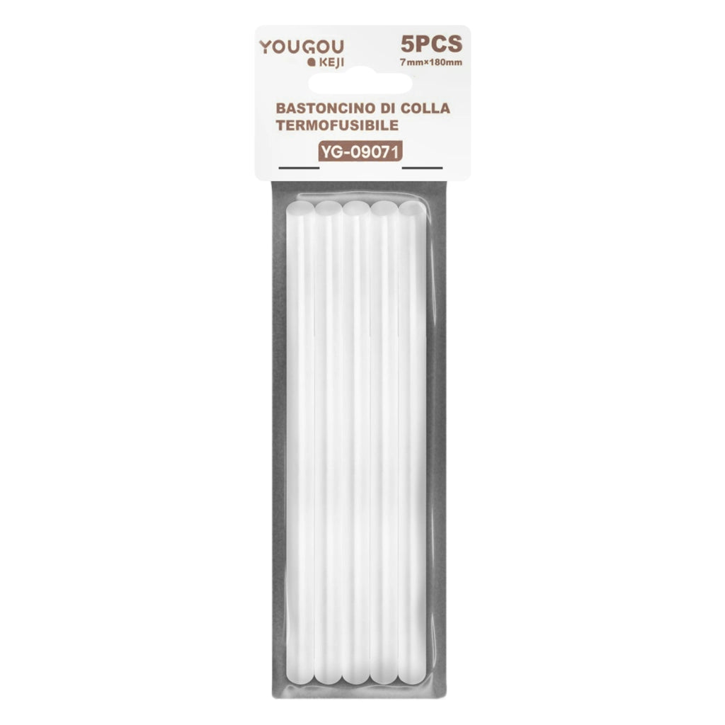 Confezione da 5 Stick di Colla a Caldo 7 x 180 mm Formato Stick Bianco Avizar