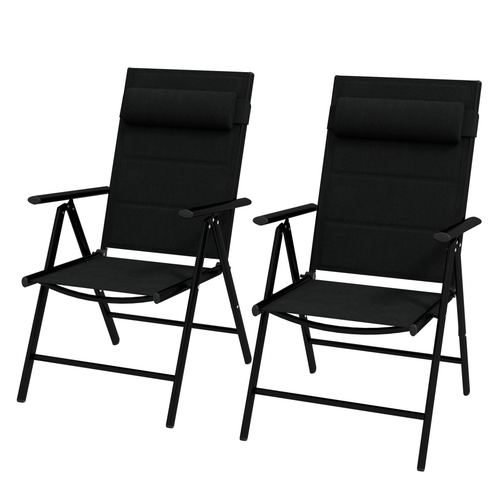 Sedia da giardino pieghevole ¨C zephmum ¨C nera, struttura in metallo, 54x67x108 cm