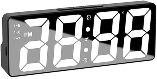 Alarme Digitale Alarme con Display LED con 4 Livelli di Brillantezza - Data - 12/24 Ore - Funzione Snooze e DST - Orologio Digitale con Grande Display LED - Ora Portatile con Alimentazione C a Cavo