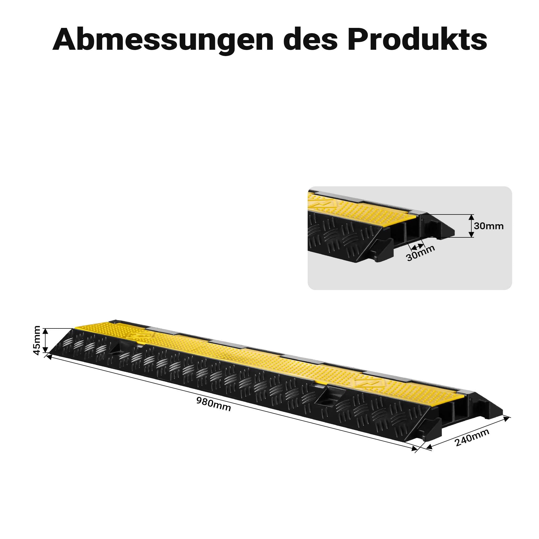 Canalina passacavi carrabile, 980x240x45mm, 2 canali, max 13 t, Pedana copricavo