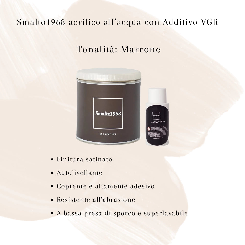 Smalto1968 base acqua vgr piastrelle ceramiche supporti difficili l 0.5 *** colore- marrone, confezione 1