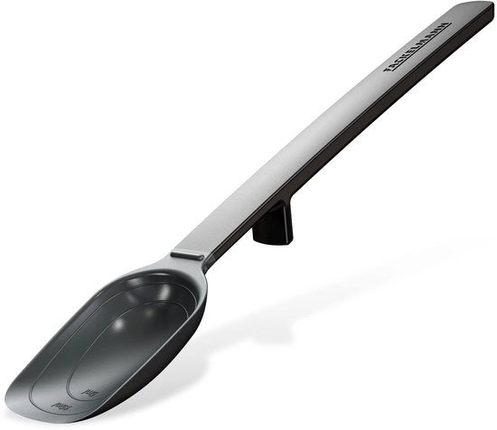 Lepel Flexi con Funzione di Elevazione - Cucchiaio da cucina con manico ergonomico - Adatto per pentole e padelle rivestite - Lepel flessibile con misure di capacità