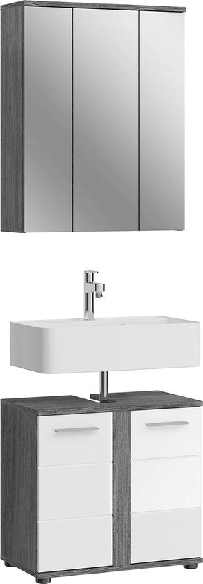 Set di mobili da bagno a due elementi - mobile per lavabo - spazio di archiviazione modulare - design senza tempo - materiale in legno - 80 cm x 60 cm x 40 cm